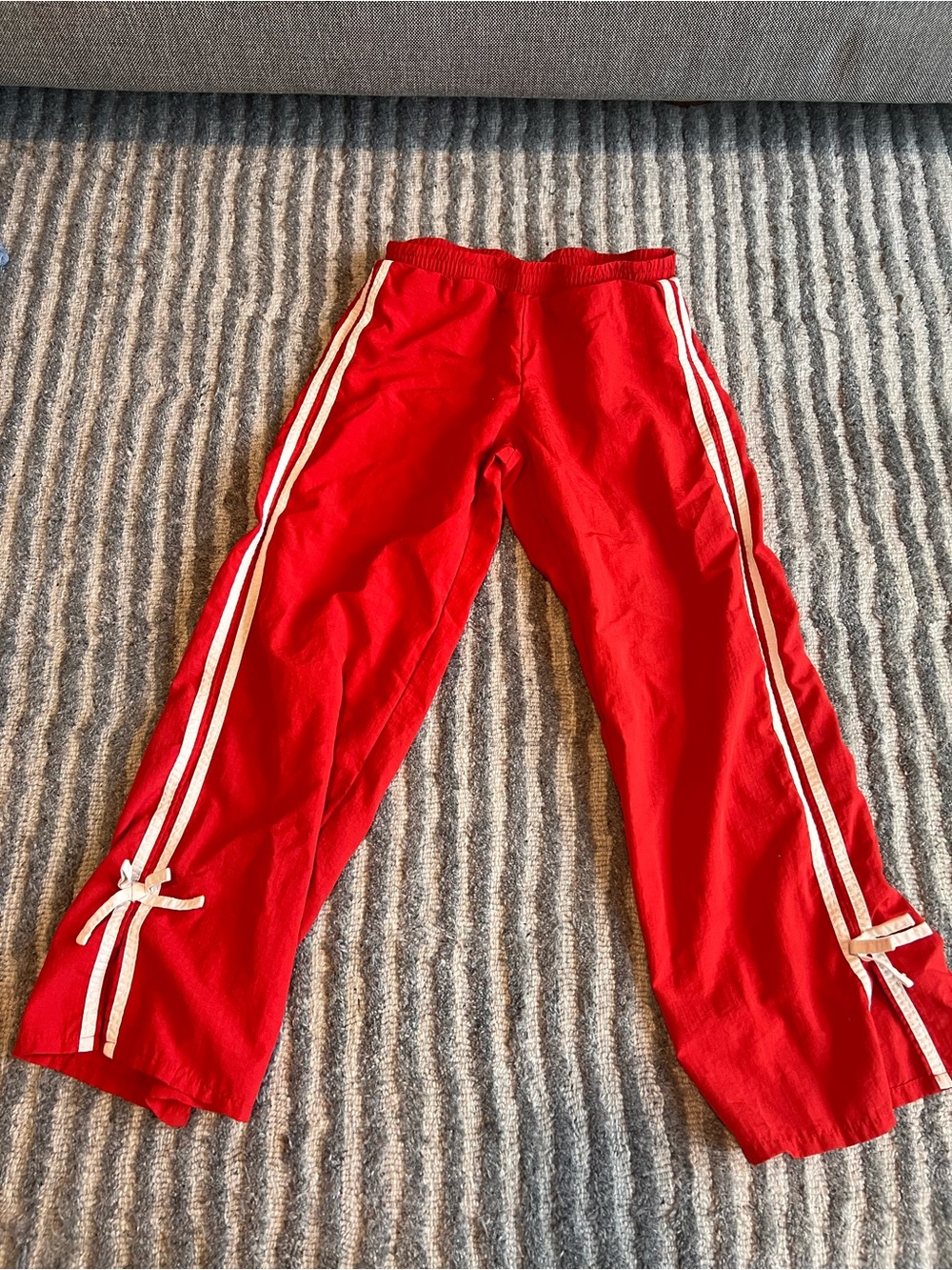 Target Red Track Pants with White Side Stripes
